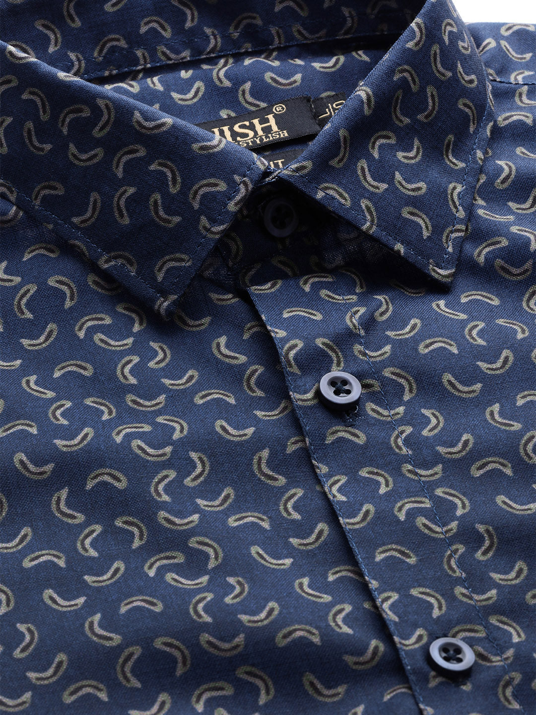 Jainish Navy Men's Cotton Printed Formal Shirt's ( SF 756Navy ) | Grocsy