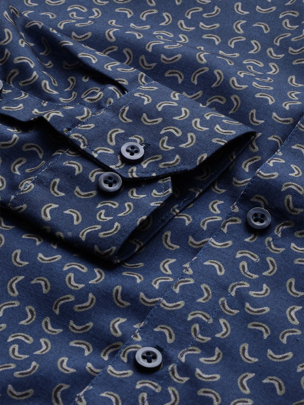 Jainish Navy Men's Cotton Printed Formal Shirt's ( SF 756Navy ) | Grocsy