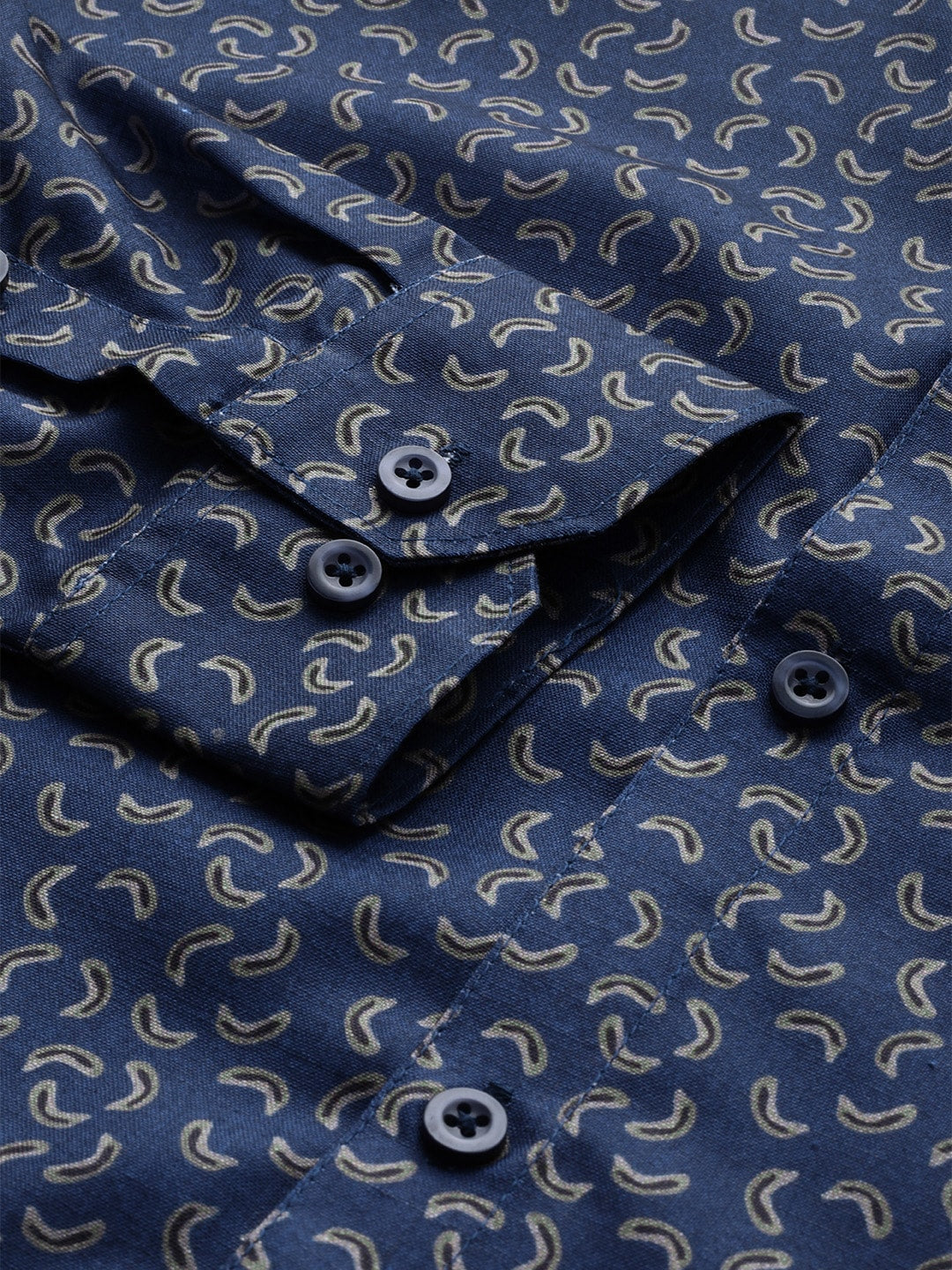 Jainish Navy Men's Cotton Printed Formal Shirt's ( SF 756Navy ) | Grocsy