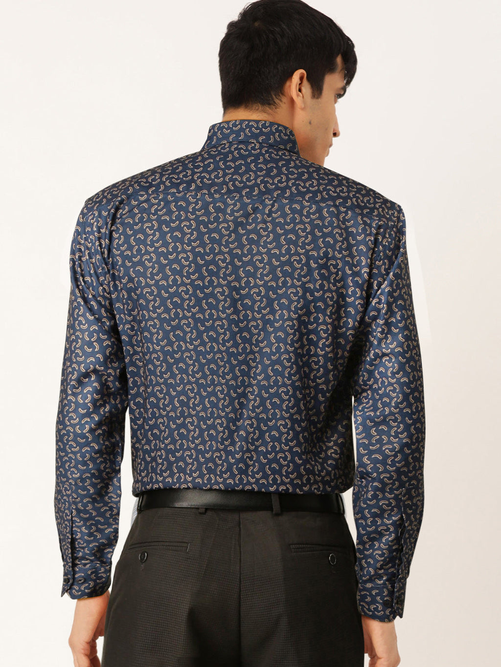 Jainish Navy Men's Cotton Printed Formal Shirt's ( SF 756Navy ) | Grocsy