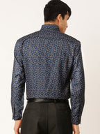 Jainish Navy Men's Cotton Printed Formal Shirt's ( SF 756Navy ) | Grocsy
