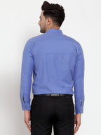 Jainish Blue Men's Cotton Solid Mandarin Collar Formal Shirts ( SF 757Blue ) | Grocsy