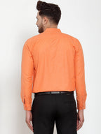 Jainish Orange Men's Cotton Solid Mandarin Collar Formal Shirts ( SF 757Orange ) | Grocsy