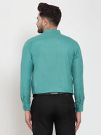 Jainish Green Men's Cotton Solid Mandarin Collar Formal Shirts ( SF 757Pista ) | Grocsy