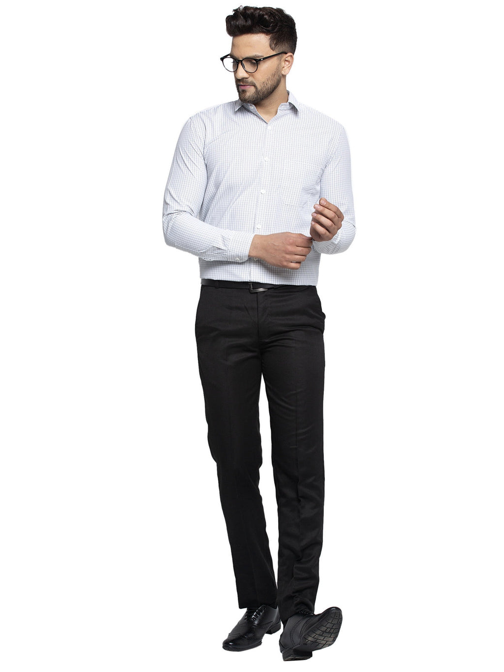 Jainish Black Men's Cotton Checked Formal Shirt's ( SF 758Black ) | Grocsy