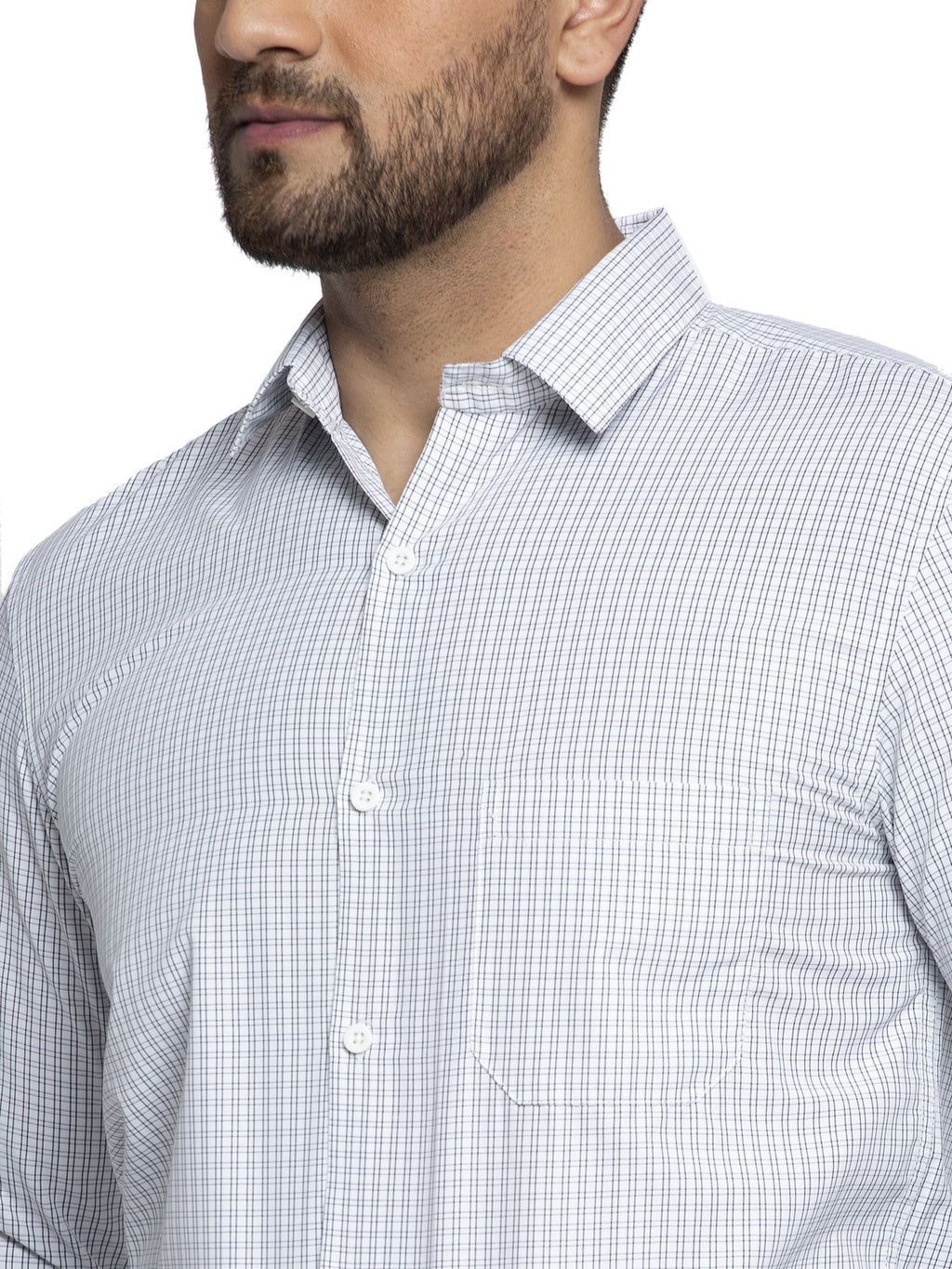 Jainish Black Men's Cotton Checked Formal Shirt's ( SF 758Black ) | Grocsy