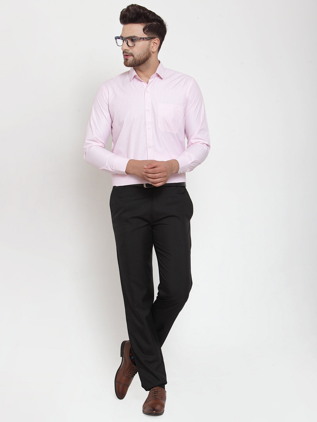 Jainish Pink Men's Cotton Checked Formal Shirt's ( SF 758Pink ) | Grocsy