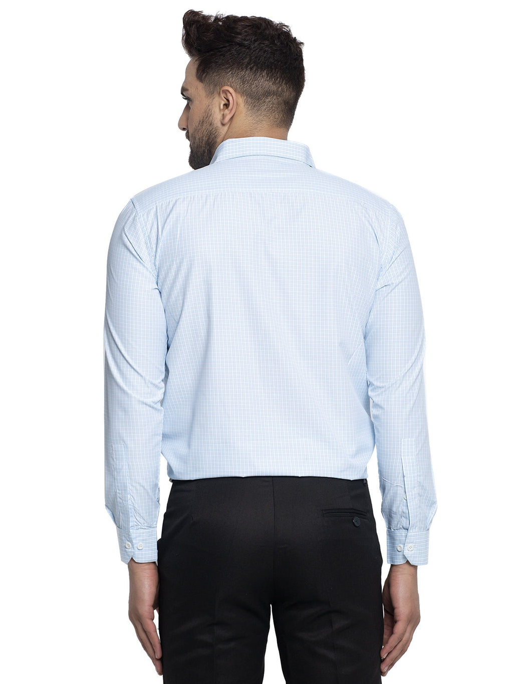 Jainish Blue Men's Cotton Checked Formal Shirt's ( SF 758Sky ) | Grocsy