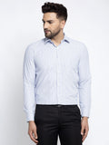 Jainish Blue Men's Cotton Striped Formal Shirt's ( SF 759Light-Blue ) | Grocsy