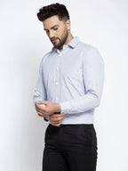 Jainish Blue Men's Cotton Striped Formal Shirt's ( SF 759Light-Blue ) | Grocsy