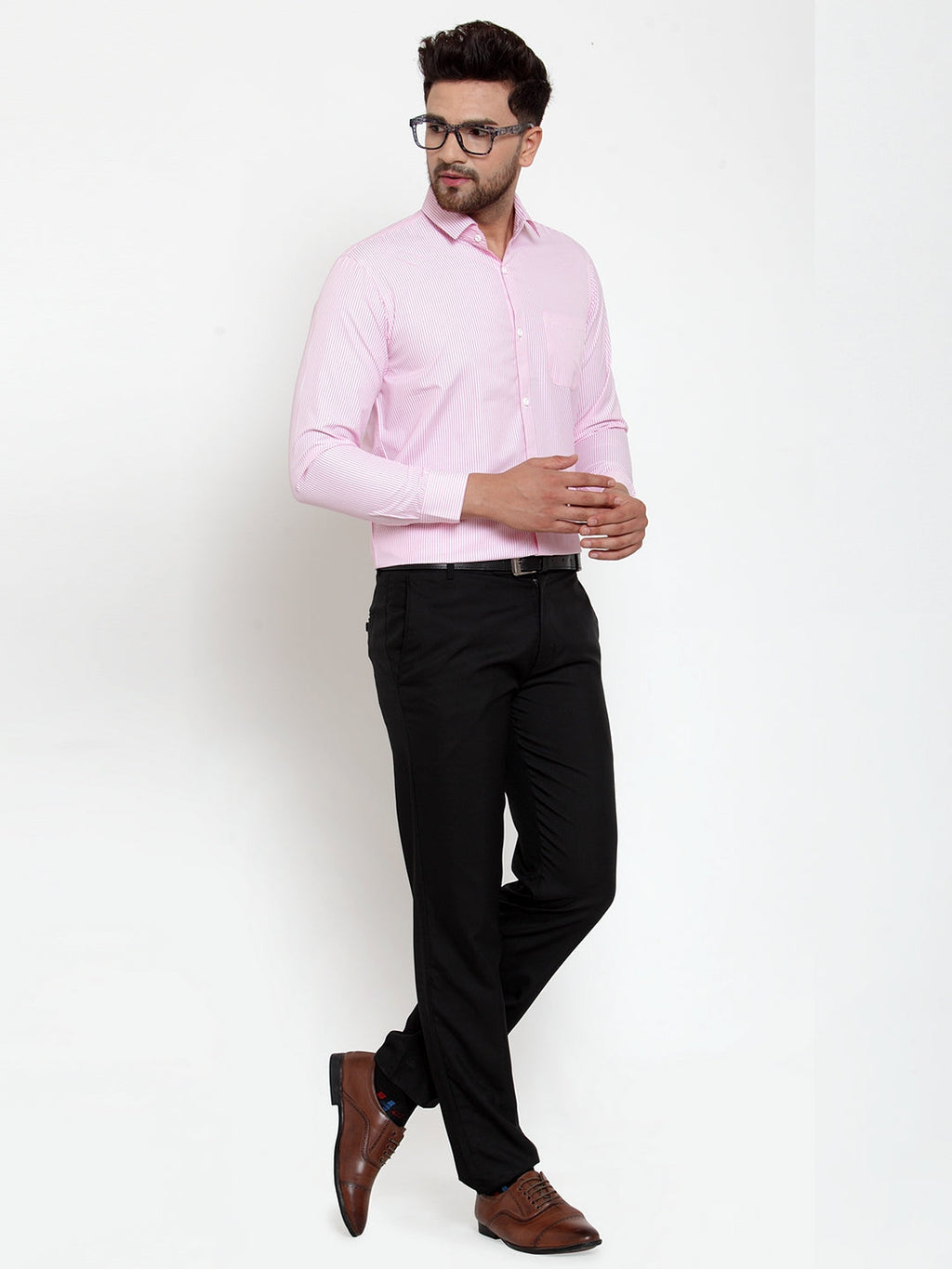 Jainish Pink Men's Cotton Striped Formal Shirt's ( SF 759Pink ) | Grocsy