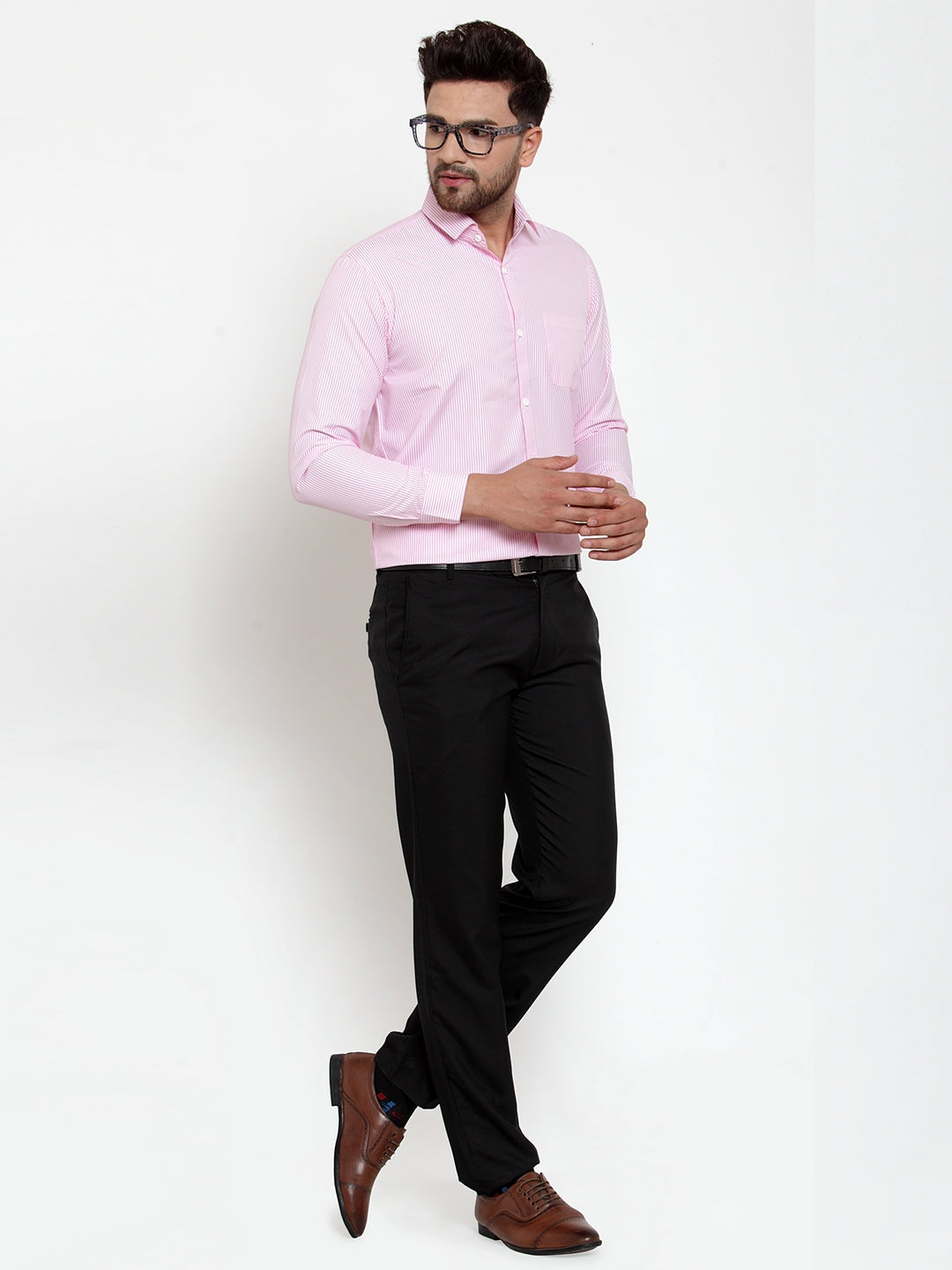 Jainish Pink Men's Cotton Striped Formal Shirt's ( SF 759Pink ) | Grocsy