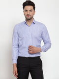 Jainish Blue Men's Cotton Checked Formal Shirt's ( SF 760Blue ) | Grocsy