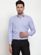 Jainish Blue Men's Cotton Checked Formal Shirt's ( SF 760Blue ) | Grocsy