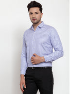 Jainish Blue Men's Cotton Checked Formal Shirt's ( SF 760Blue ) | Grocsy
