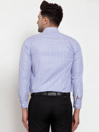Jainish Blue Men's Cotton Checked Formal Shirt's ( SF 760Blue ) | Grocsy