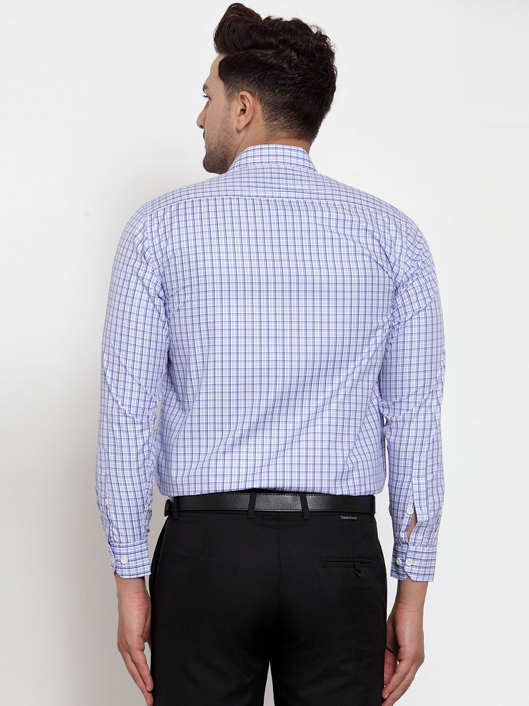 Jainish Blue Men's Cotton Checked Formal Shirt's ( SF 760Blue ) | Grocsy