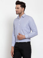 Jainish Blue Men's Cotton Checked Formal Shirt's ( SF 760Sky ) | Grocsy