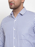 Jainish Blue Men's Cotton Checked Formal Shirt's ( SF 760Sky ) | Grocsy