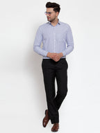 Jainish Blue Men's Cotton Checked Formal Shirt's ( SF 760Sky ) | Grocsy