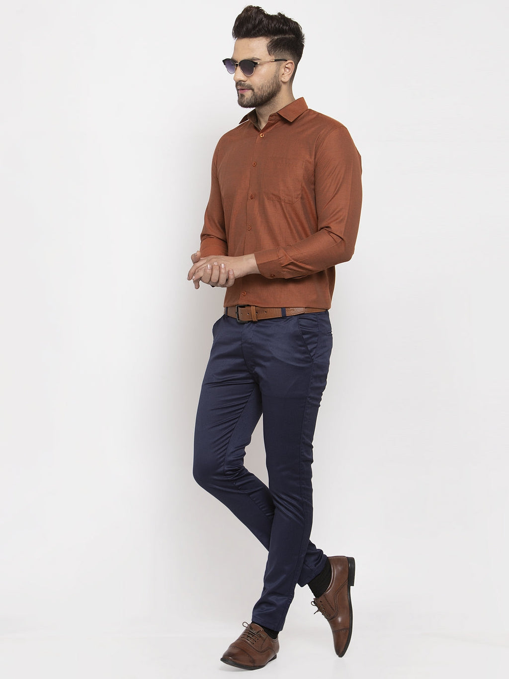 Jainish Brown Men's Cotton Polka Dots Formal Shirt's ( SF 761Brown ) | Grocsy