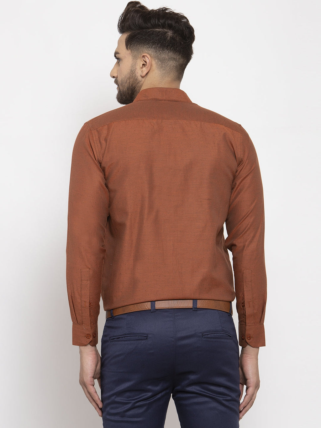 Jainish Brown Men's Cotton Polka Dots Formal Shirt's ( SF 761Brown ) | Grocsy