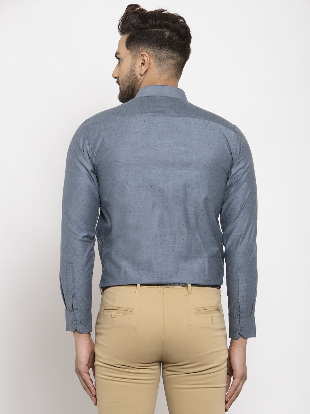 Jainish Grey Men's Cotton Polka Dots Formal Shirt's ( SF 761Grey ) | Grocsy