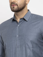 Jainish Grey Men's Cotton Polka Dots Formal Shirt's ( SF 761Grey ) | Grocsy