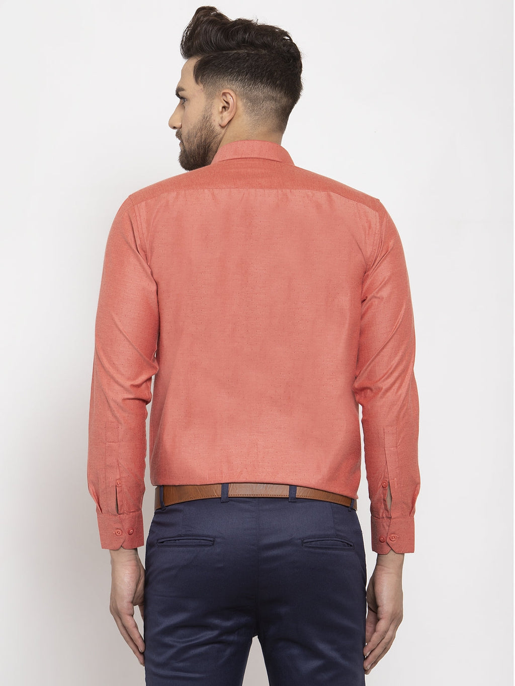 Jainish Orange Men's Cotton Polka Dots Formal Shirt's ( SF 761Keshar ) | Grocsy