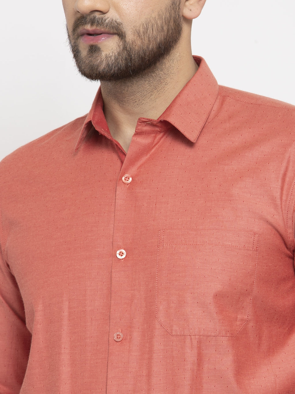 Jainish Orange Men's Cotton Polka Dots Formal Shirt's ( SF 761Keshar ) | Grocsy