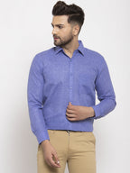 Jainish Blue Men's Dobby Solid Formal Shirts ( SF 762Blue ) | Grocsy