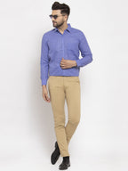 Jainish Blue Men's Dobby Solid Formal Shirts ( SF 762Blue ) | Grocsy