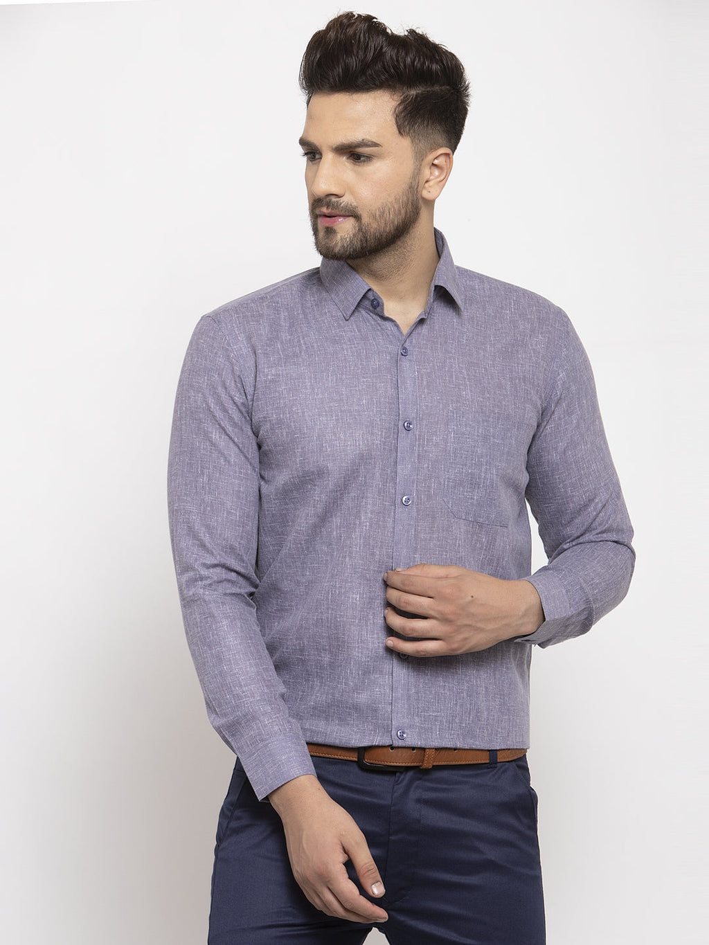 Jainish Grey Men's Dobby Solid Formal Shirts ( SF 762Grey ) | Grocsy