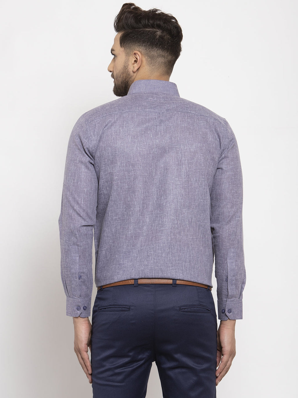 Jainish Grey Men's Dobby Solid Formal Shirts ( SF 762Grey ) | Grocsy
