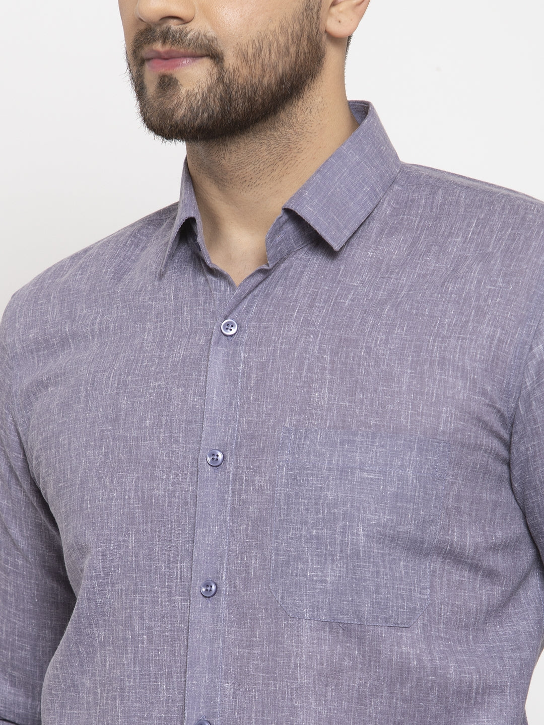 Jainish Grey Men's Dobby Solid Formal Shirts ( SF 762Grey ) | Grocsy