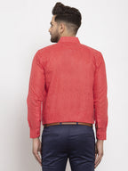 Jainish Red Men's Dobby Solid Formal Shirts ( SF 762Red ) | Grocsy