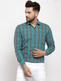 Jainish Green Men's Cotton Checked Formal Shirt's ( SF 764Green ) | Grocsy