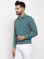 Jainish Green Men's Cotton Checked Formal Shirt's ( SF 764Green ) | Grocsy