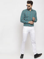 Jainish Green Men's Cotton Checked Formal Shirt's ( SF 764Green ) | Grocsy