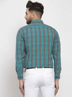 Jainish Green Men's Cotton Checked Formal Shirt's ( SF 764Green ) | Grocsy