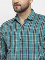 Jainish Green Men's Cotton Checked Formal Shirt's ( SF 764Green ) | Grocsy
