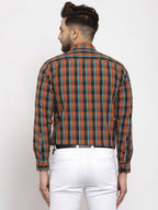Jainish Orange Men's Cotton Checked Formal Shirt's ( SF 764Orange ) | Grocsy