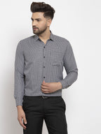 Jainish Black Men's Cotton Checked Formal Shirt's ( SF 765Black ) | Grocsy