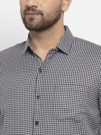 Jainish Black Men's Cotton Checked Formal Shirt's ( SF 765Black ) | Grocsy