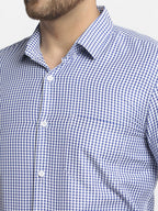 Jainish Blue Men's Cotton Checked Formal Shirt's ( SF 765Blue ) | Grocsy