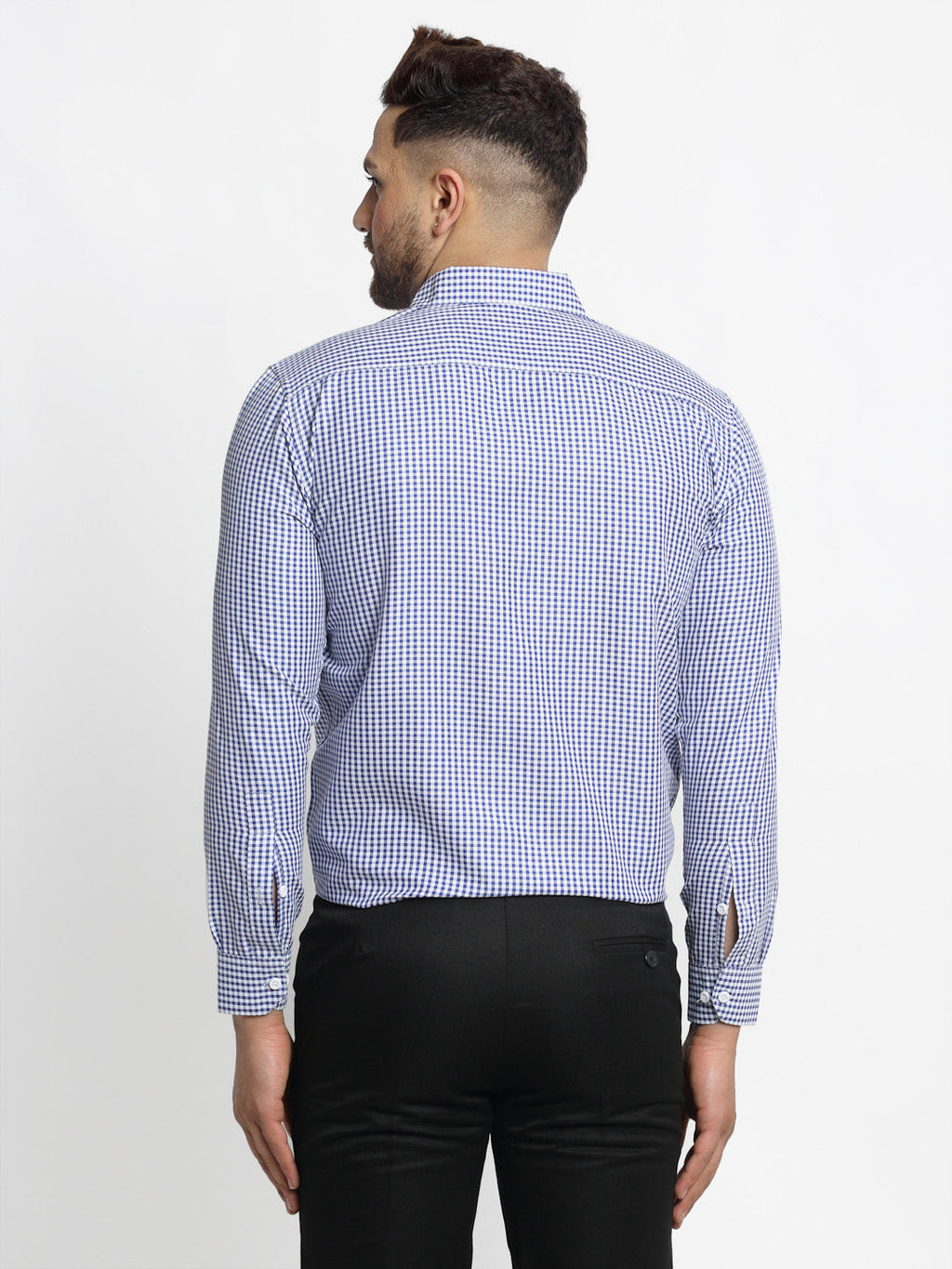 Jainish Blue Men's Cotton Checked Formal Shirt's ( SF 765Blue ) | Grocsy