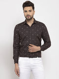 Jainish Brown Men's Cotton Printed Formal Shirt's ( SF 766Black ) | Grocsy