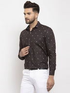 Jainish Brown Men's Cotton Printed Formal Shirt's ( SF 766Black ) | Grocsy