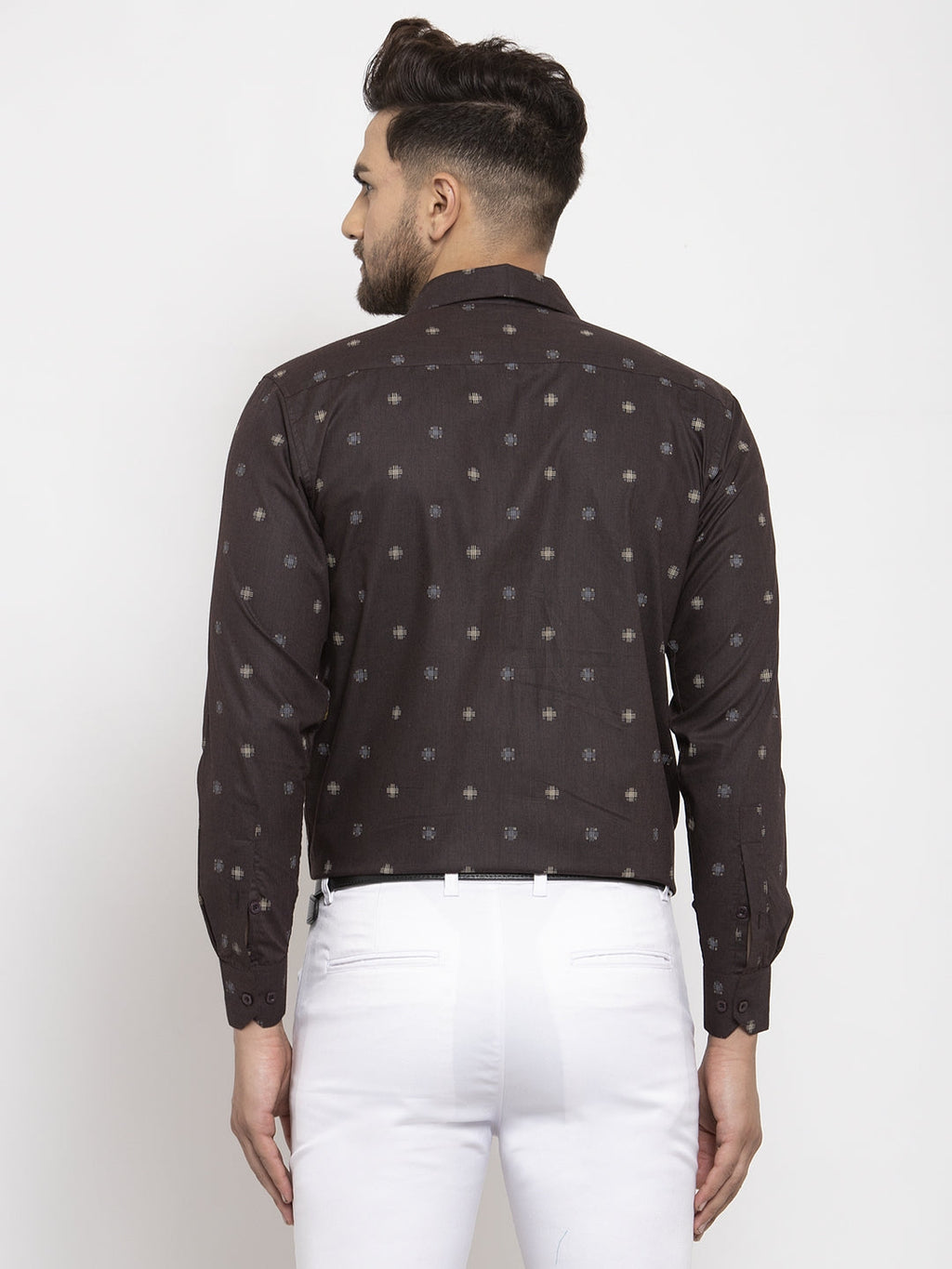 Jainish Brown Men's Cotton Printed Formal Shirt's ( SF 766Black ) | Grocsy