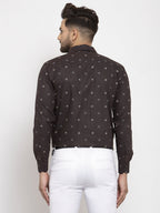 Jainish Brown Men's Cotton Printed Formal Shirt's ( SF 766Black ) | Grocsy
